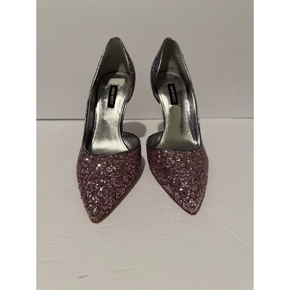 Nine West Womens Ombre Glitter Pointed Toe Stiletto Pumps Pink Silver Size 7.5M